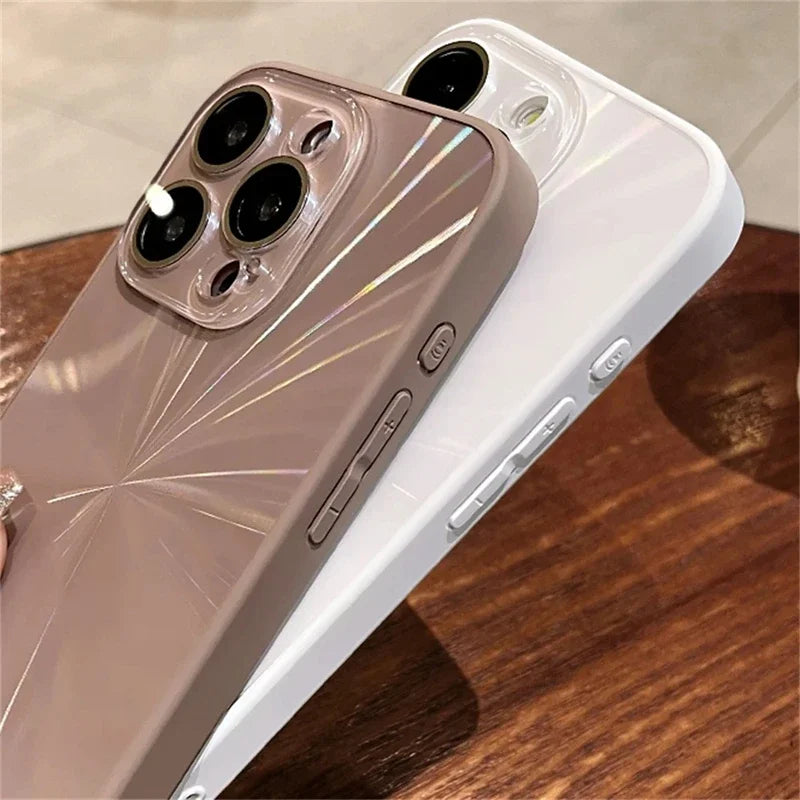 Luxury Laser Pattern Shockproof Phone Case Compatible with iPhone 11 to 17 Series – Protective Bumper Cover