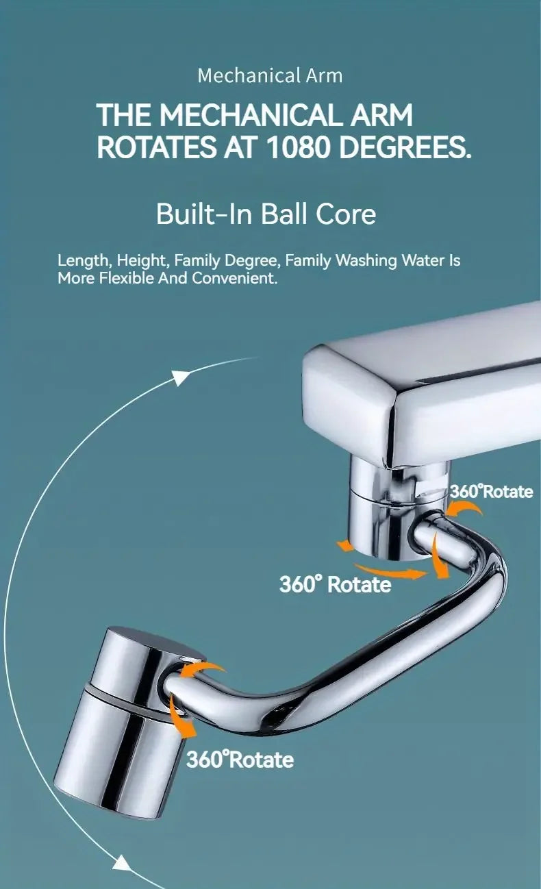 1080° Rotating Faucet Extender – Splash-Proof Stainless Steel Tap Attachment