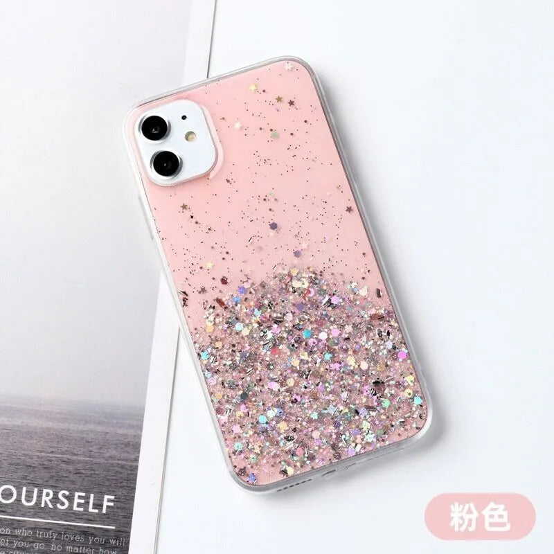 Bling Starry Sky Phone Case for iPhone 11–16 Series, Glitter Star Shiny Transparent Protective Cover