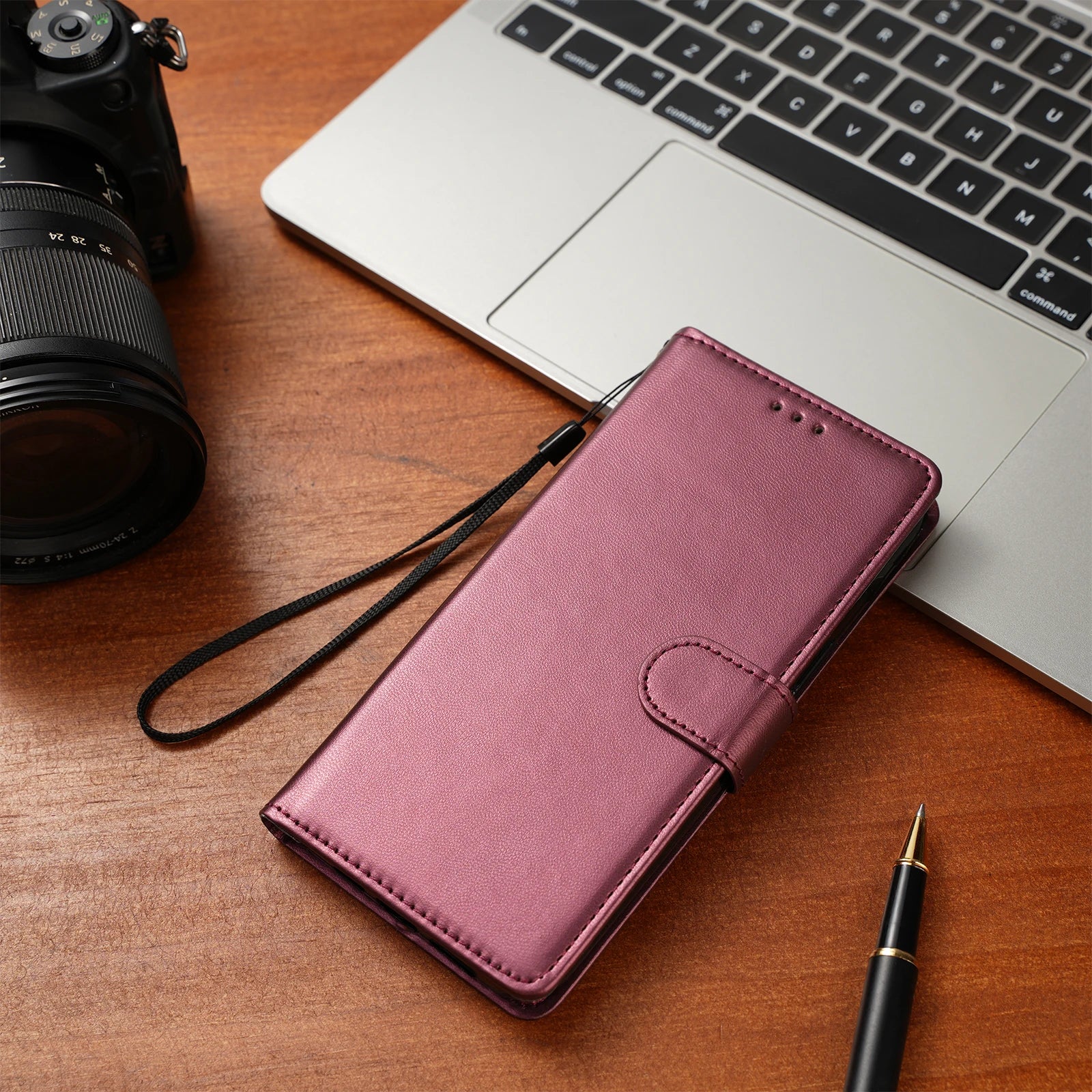 Leather Flip Wallet Stand Case for iPhone 6–15 Series, Protective Cover