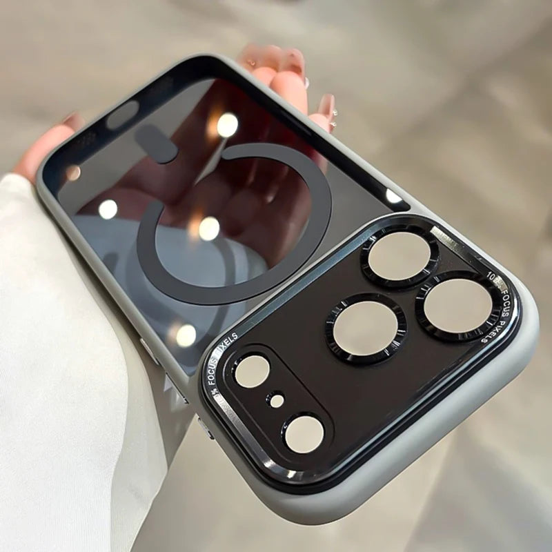 Transparent Metal Camera Bumper Case for iPhone 11–17 Series – MagSafe Compatible Magnetic Clear Protective Cover
