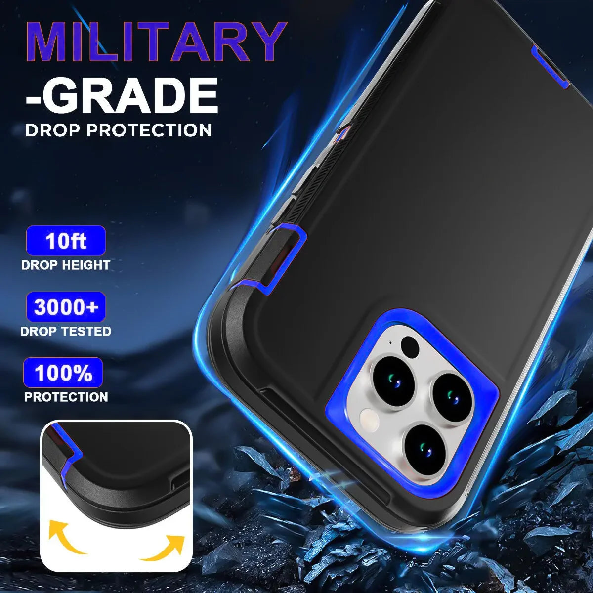 Heavy Duty Shockproof Armor Defender Case with Bracket Stand for iPhone 11–17 Series | Hard PC + TPU Rugged Protective Cover