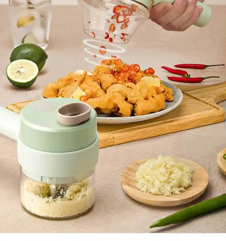 4-in-1 Electric Vegetable Cutter & Food Chopper – USB Rechargeable Kitchen Tool
