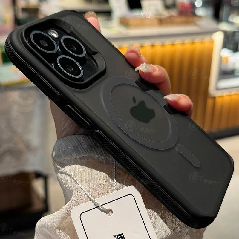 Bicolor Matte Frosted Magnetic Case for iPhone 11–17 Series – Translucent Shockproof Hard Protective Cover