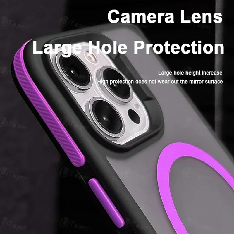 Bicolor Matte Frosted Magnetic Case for iPhone 11–17 Series – Translucent Shockproof Hard Protective Cover