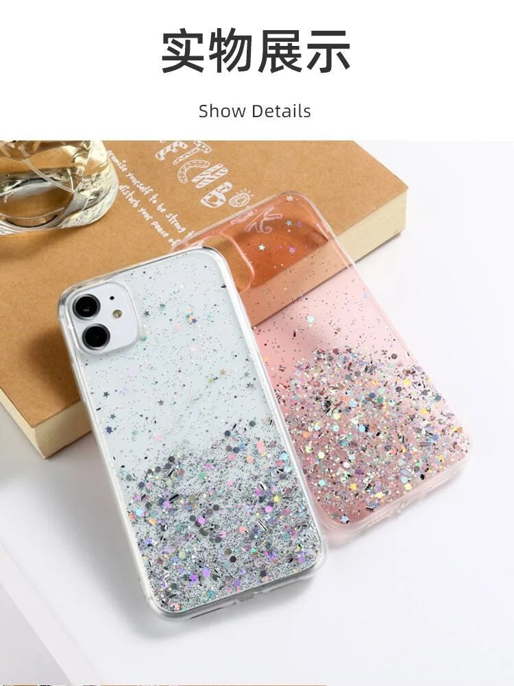 Bling Starry Sky Phone Case for iPhone 11–16 Series, Glitter Star Shiny Transparent Protective Cover