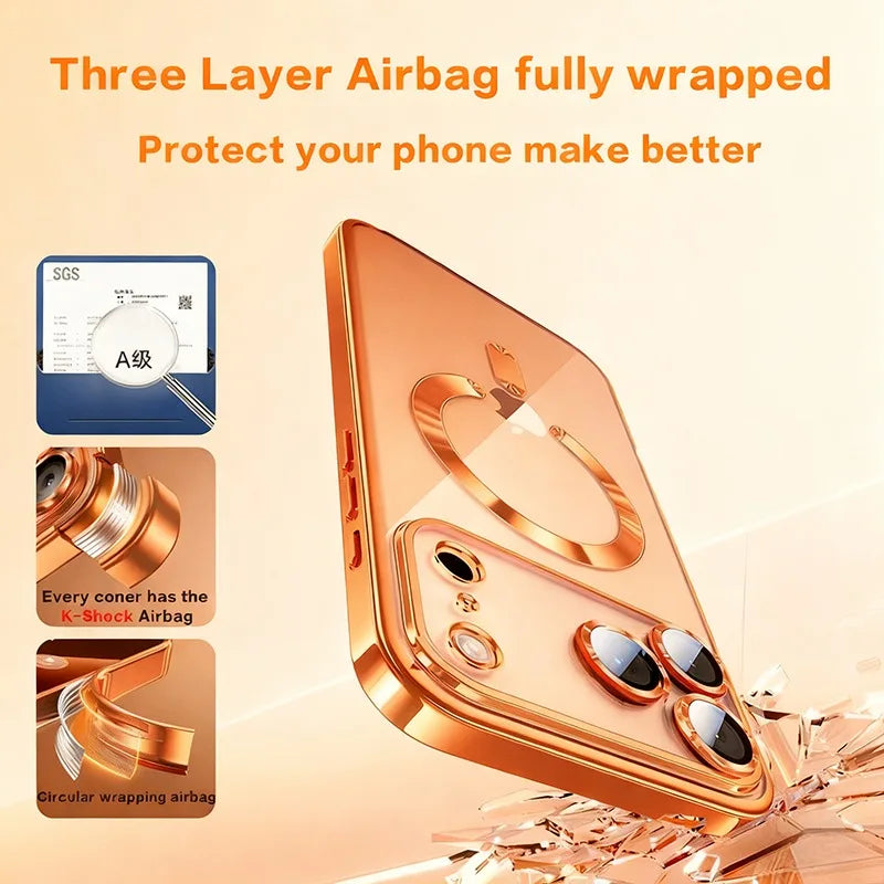 Fashion Magnetic Clear Phone Case for iPhone 11–17 Series – Wireless Charging Soft Protective Cover