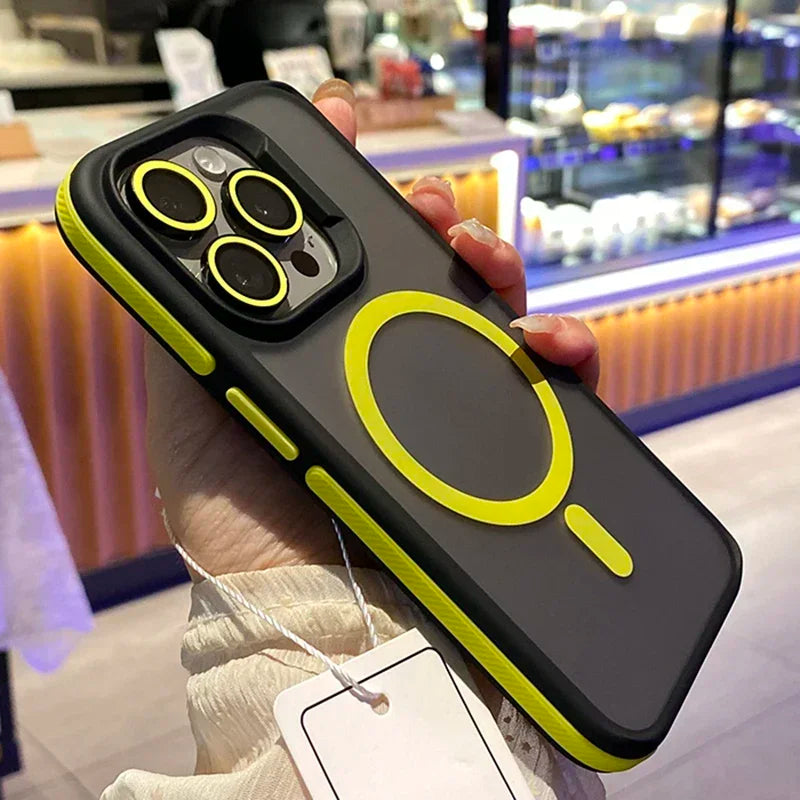 Bicolor Matte Frosted Magnetic Case for iPhone 11–17 Series – Translucent Shockproof Hard Protective Cover