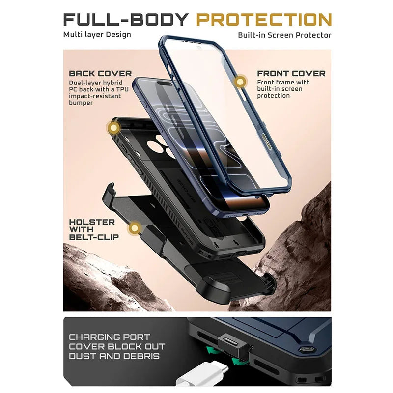Heavy Duty SUPCASE UB Pro Case for iPhone 17 Pro Max 6.9" – Rugged Full-Body Armor Cover with Built-in Screen Protector