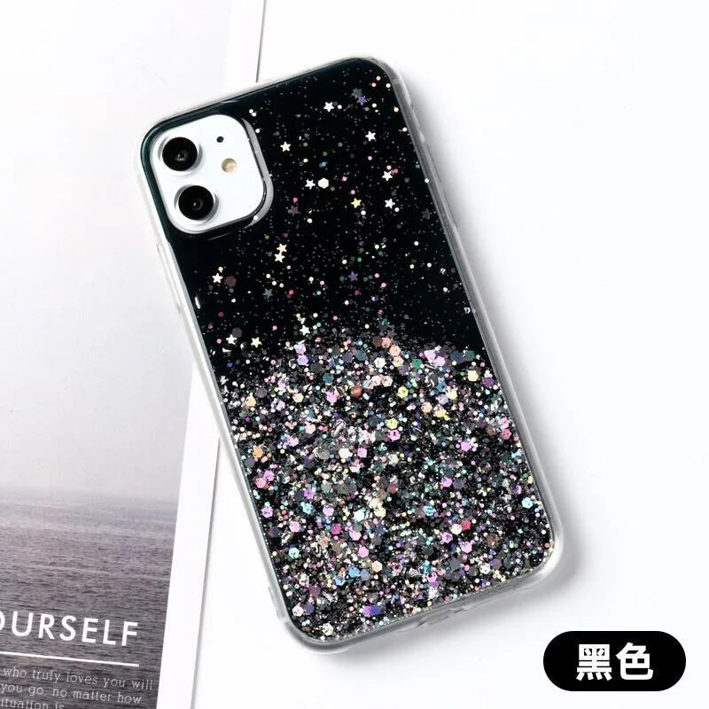 Bling Starry Sky Phone Case for iPhone 11–16 Series, Glitter Star Shiny Transparent Protective Cover