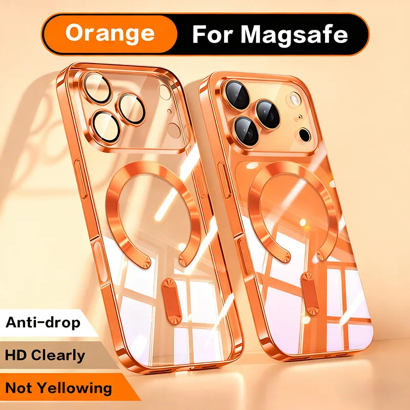 Fashion Magnetic Clear Phone Case for iPhone 11–17 Series – Wireless Charging Soft Protective Cover