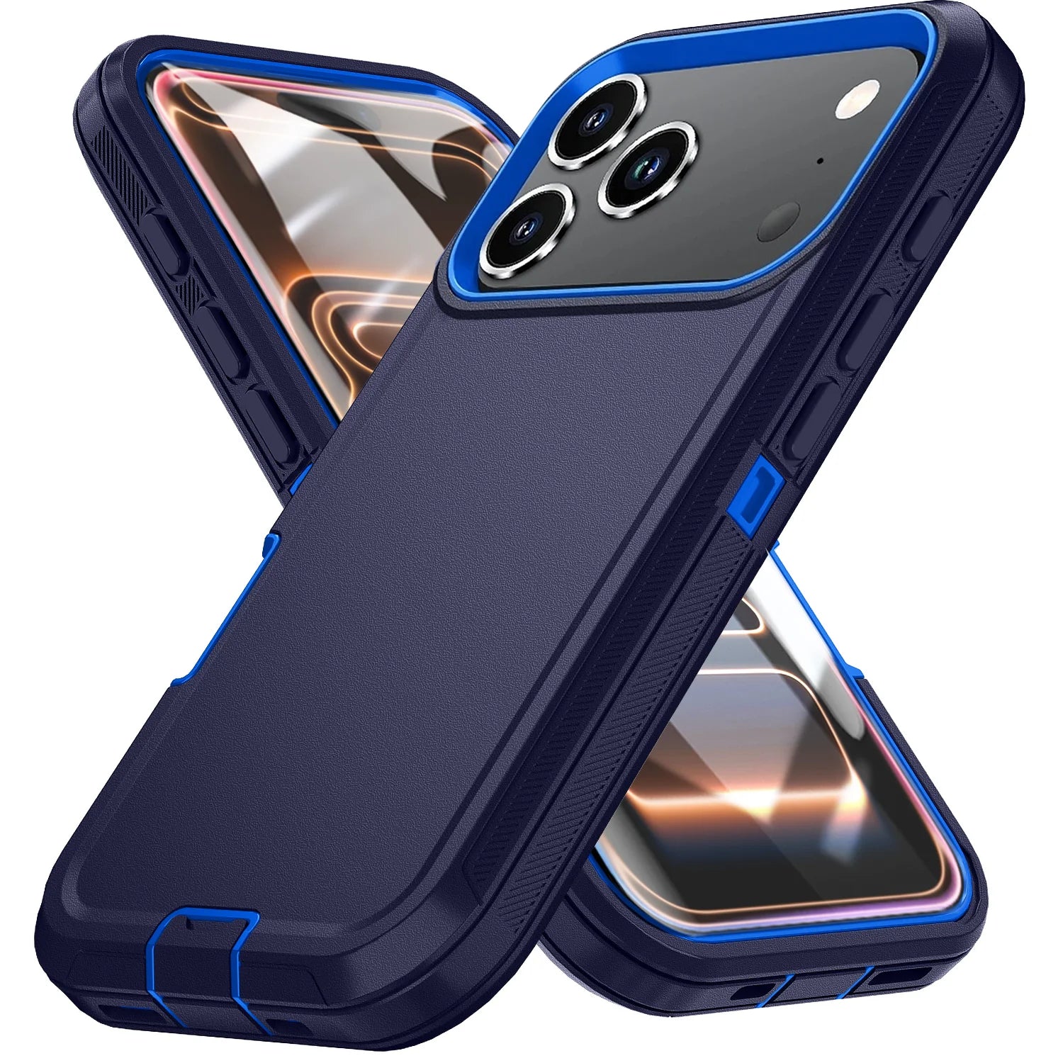 Heavy Duty Shockproof Armor Defender Case with Bracket Stand for iPhone 11–17 Series | Hard PC + TPU Rugged Protective Cover