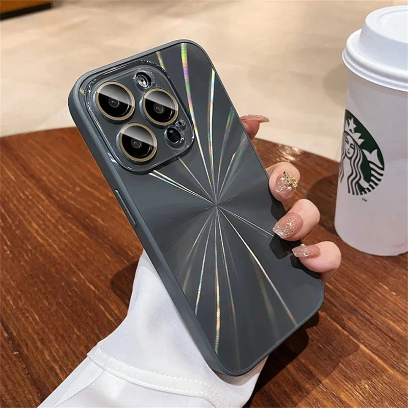 Luxury Laser Pattern Shockproof Phone Case Compatible with iPhone 11 to 17 Series – Protective Bumper Cover