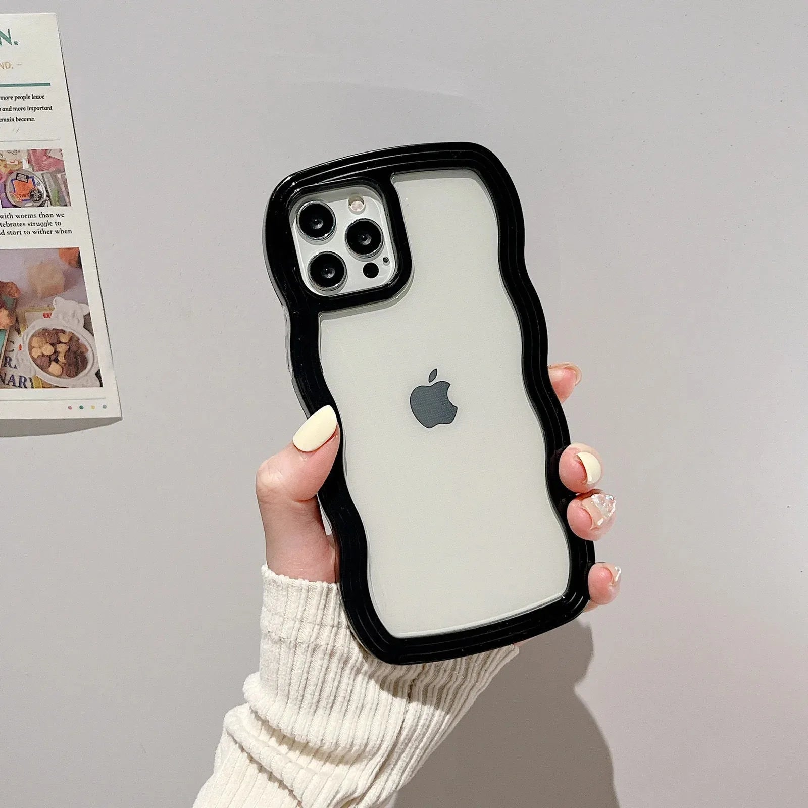 Candy Wavy Lines Bumper Case for iPhone X–17 Series – Shockproof Transparent Protective Cover