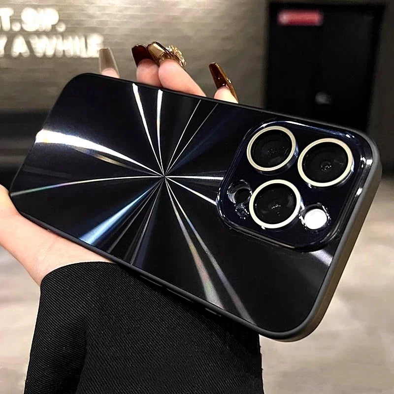 Luxury Laser Pattern Shockproof Phone Case Compatible with iPhone 11 to 17 Series – Protective Bumper Cover