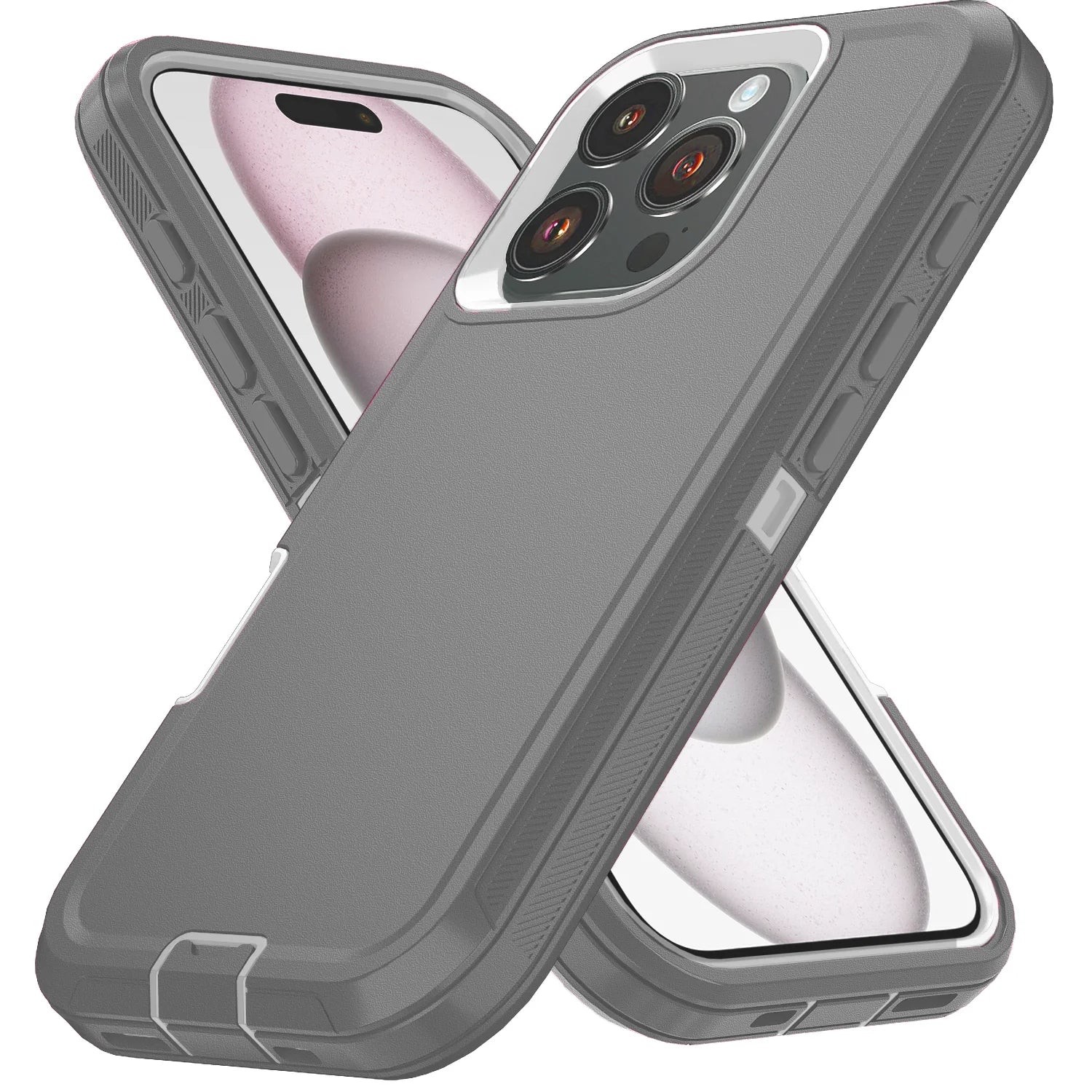 Heavy Duty Shockproof Armor Defender Case with Bracket Stand for iPhone 11–17 Series | Hard PC + TPU Rugged Protective Cover