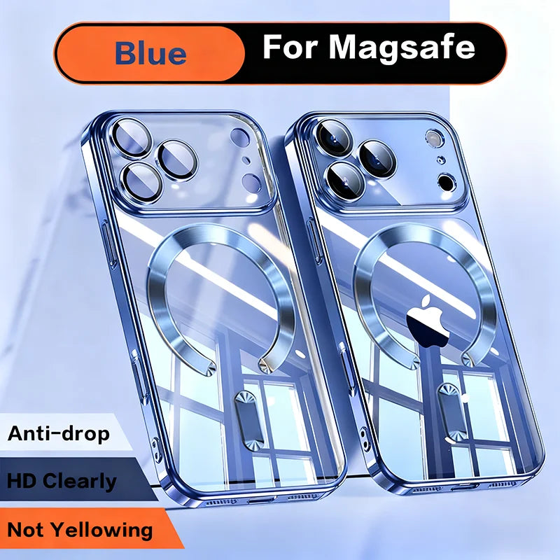 Fashion Magnetic Clear Phone Case for iPhone 11–17 Series – Wireless Charging Soft Protective Cover