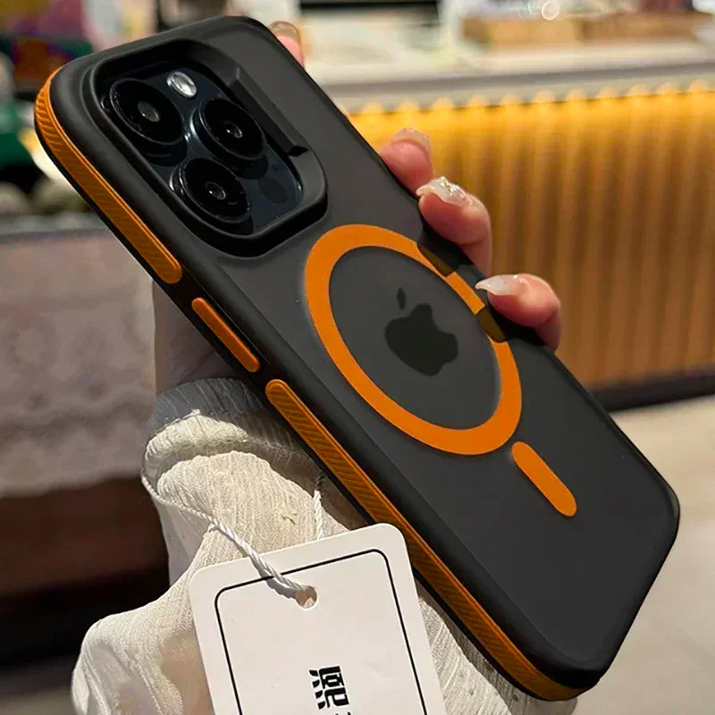 Bicolor Matte Frosted Magnetic Case for iPhone 11–17 Series – Translucent Shockproof Hard Protective Cover