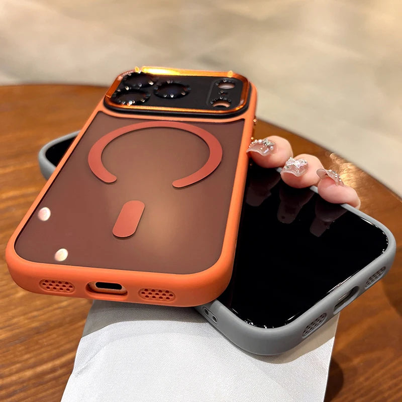 Transparent Metal Camera Bumper Case for iPhone 11–17 Series – MagSafe Compatible Magnetic Clear Protective Cover