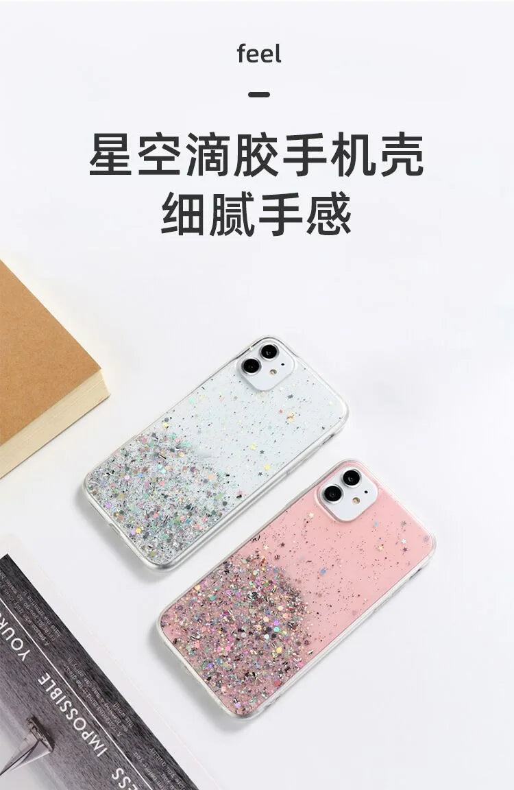 Bling Starry Sky Phone Case for iPhone 11–16 Series, Glitter Star Shiny Transparent Protective Cover