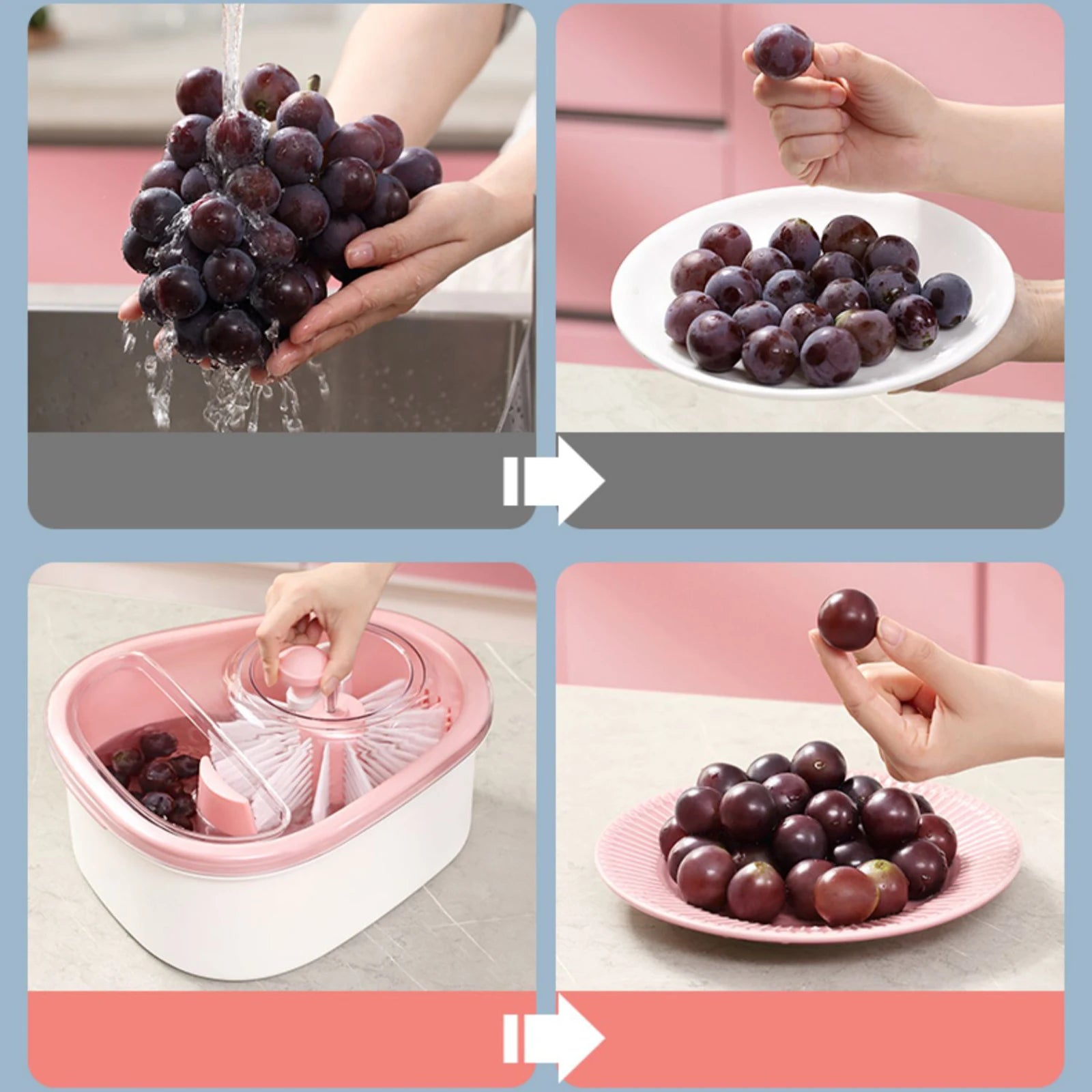 2-in-1 Fruit Washer & Drain Basket – Easy Kitchen Cleaning