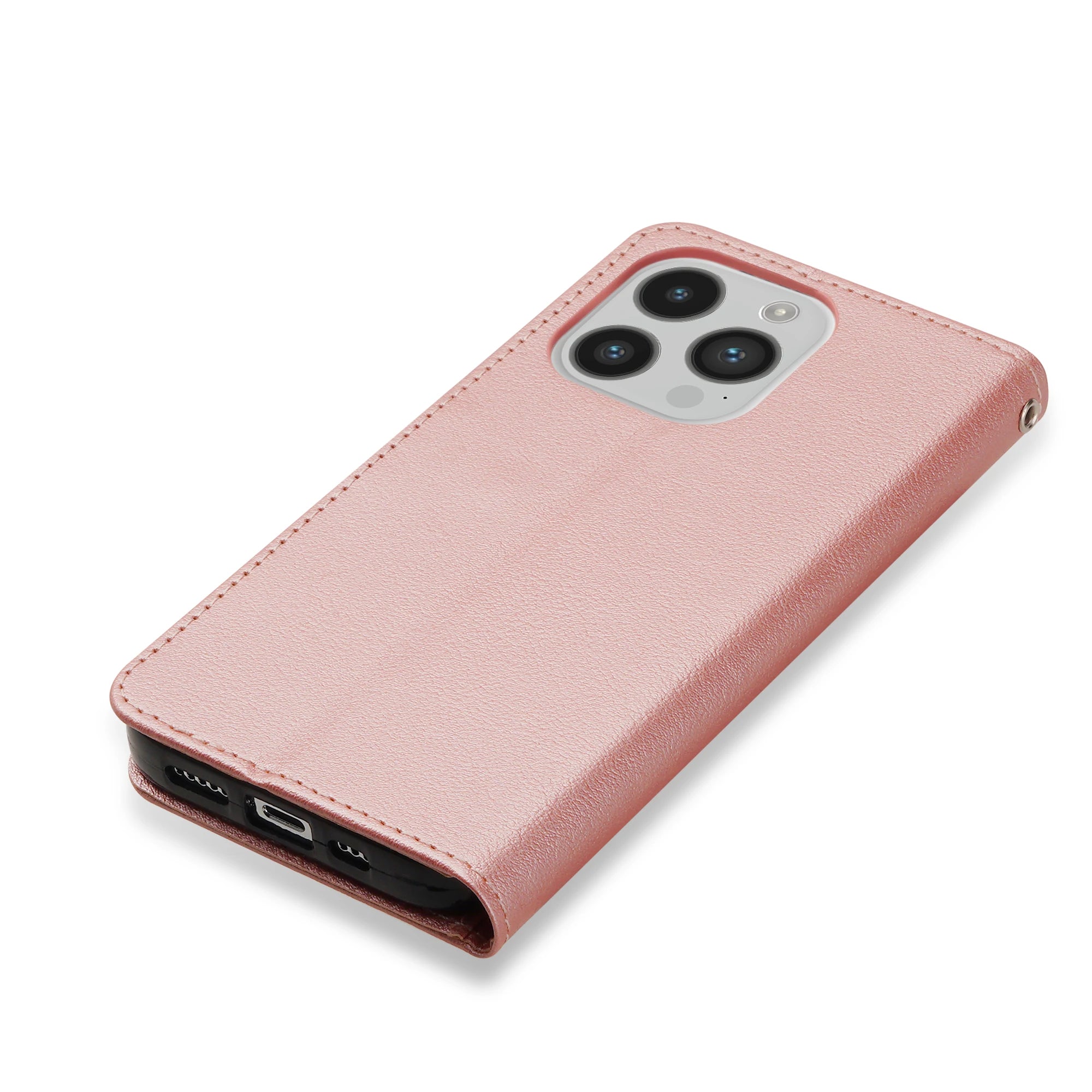 Leather Flip Wallet Stand Case for iPhone 6–15 Series, Protective Cover