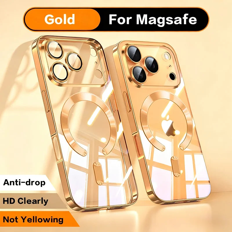 Fashion Magnetic Clear Phone Case for iPhone 11–17 Series – Wireless Charging Soft Protective Cover