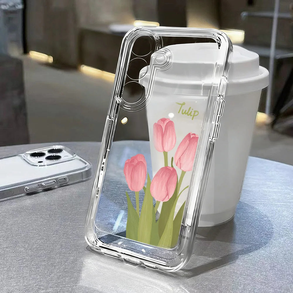 Flowers Vine Clear Case for Samsung Galaxy S21–S26 & A Series – Floral Transparent Protective Cover for Ultra / Plus / FE / 5G