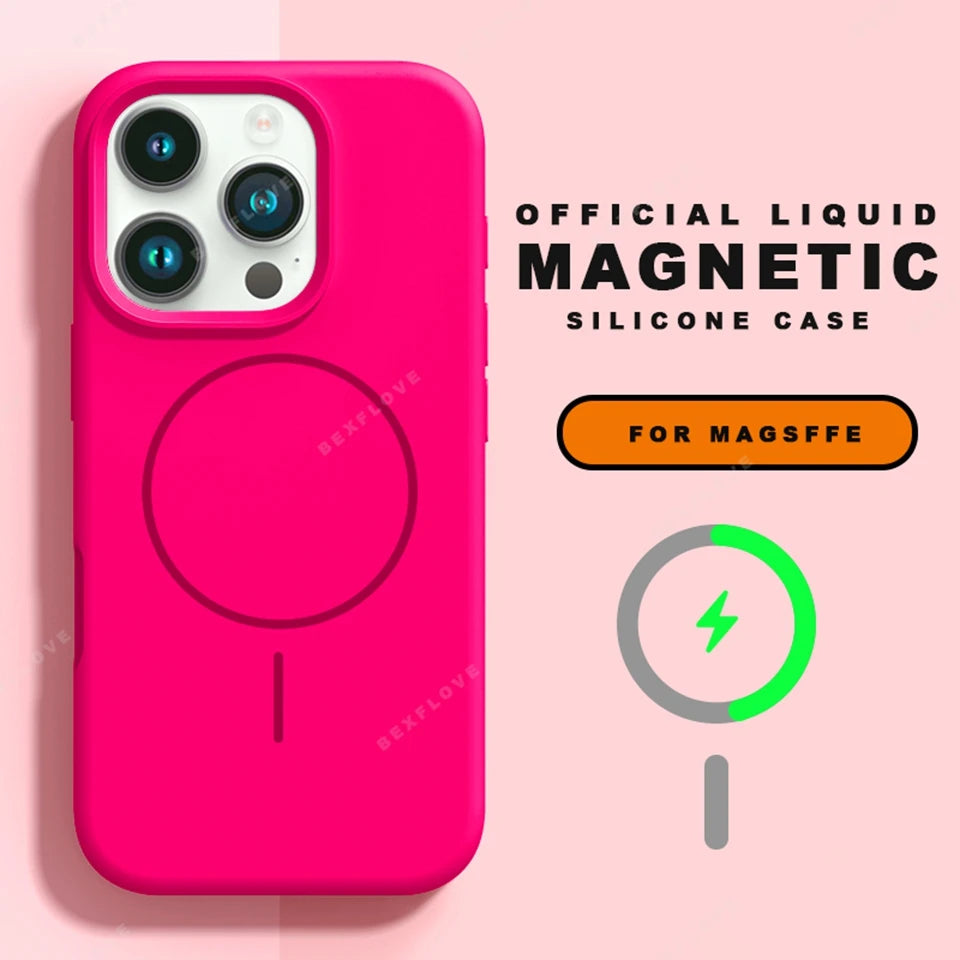 MagSafe Magnetic Lanyard Silicone Phone Case with Strap – Soft Protective Cover for iPhone 11-16 Series