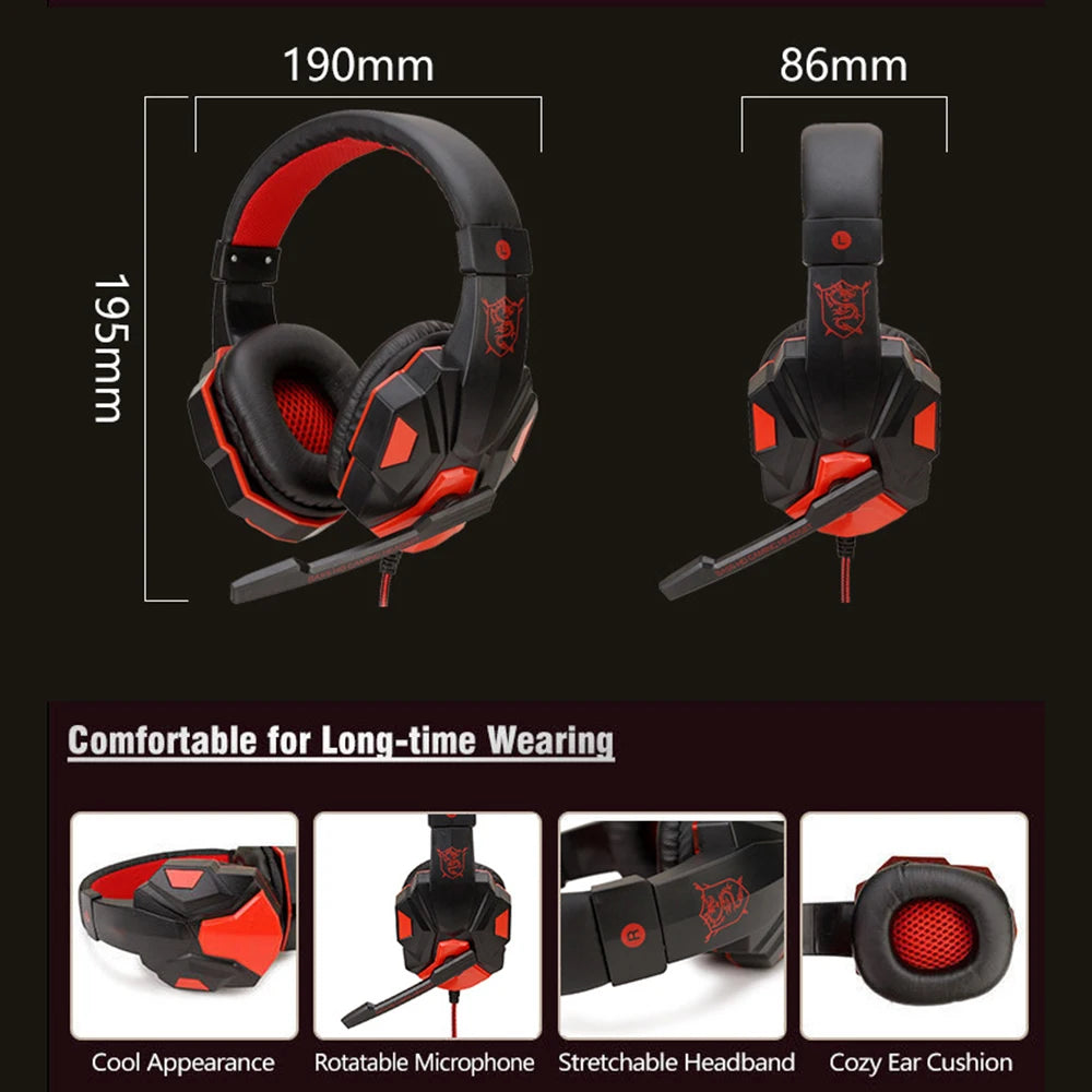 Wired Gaming Headset for PS4 / PS5 / Xbox / PC / Smartphone – 120° Adjustable Headphones with Noise Cancelling Microphone