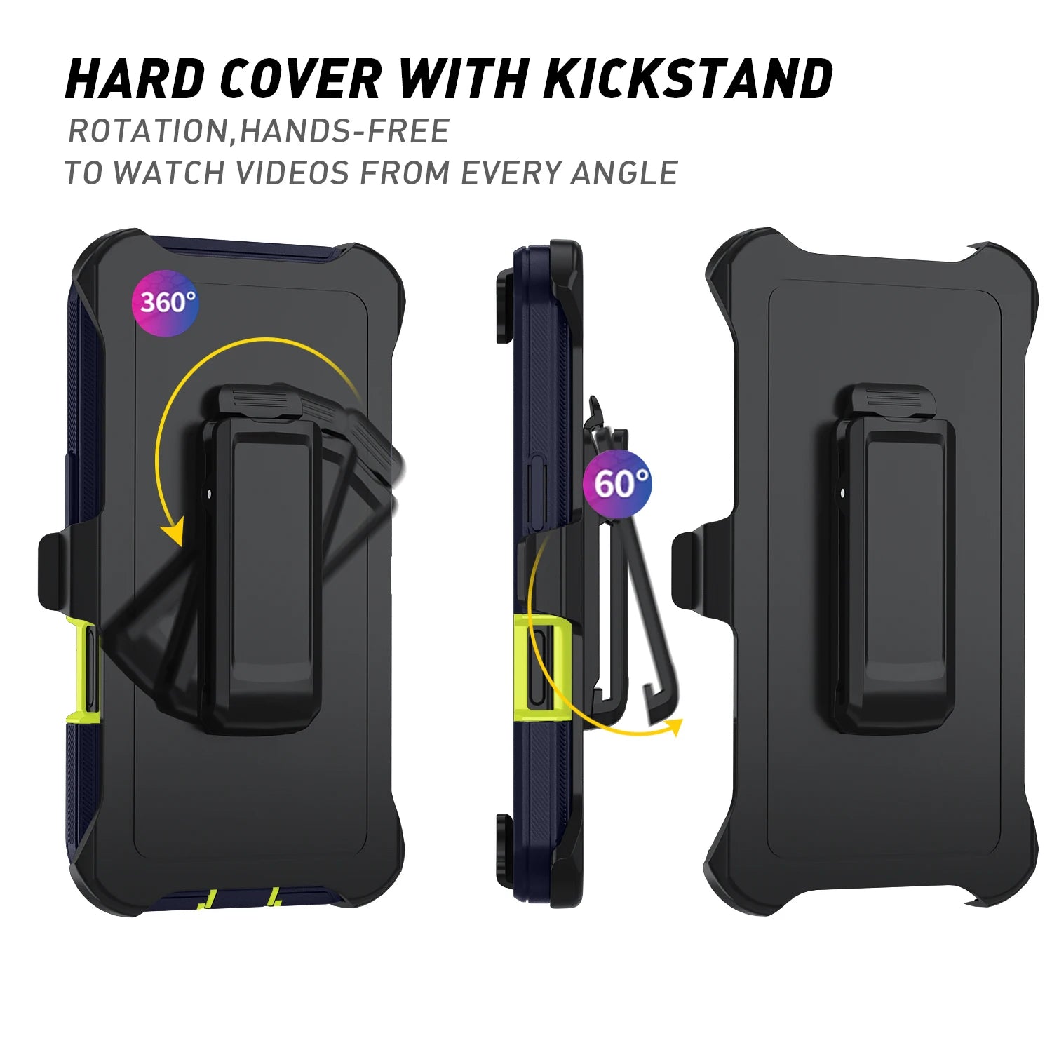 Heavy Duty Shockproof Armor Defender Case with Bracket Stand for iPhone 11–17 Series | Hard PC + TPU Rugged Protective Cover