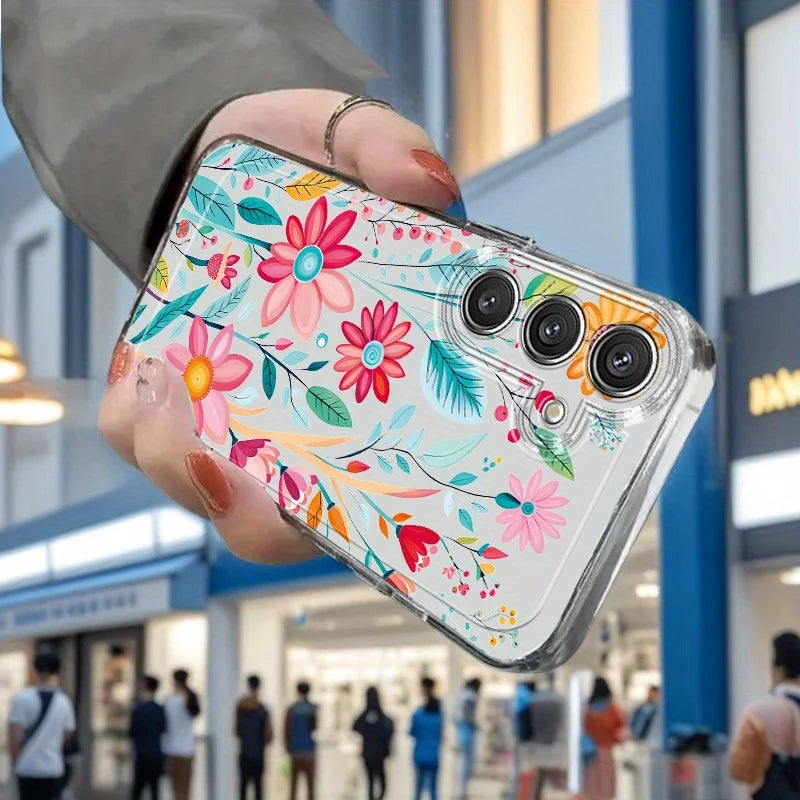 Flowers Vine Clear Case for Samsung Galaxy S21–S26 & A Series – Floral Transparent Protective Cover for Ultra / Plus / FE / 5G