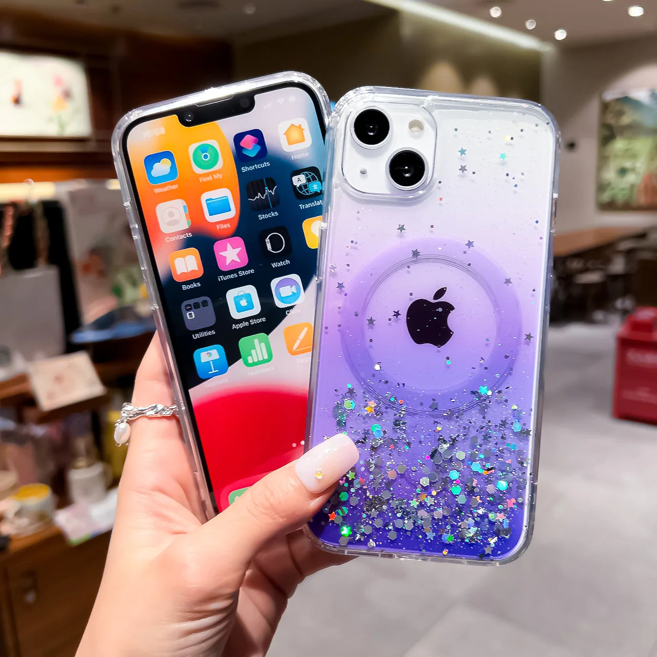 Gradient Glitter Sequins Magnetic Phone Case for iPhone 7–17 Series, MagSafe Compatible Protective Cover