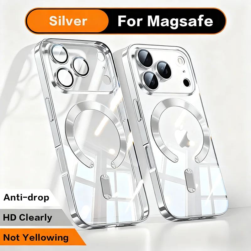 Fashion Magnetic Clear Phone Case for iPhone 11–17 Series – Wireless Charging Soft Protective Cover