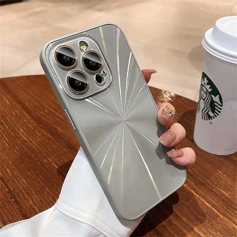 Luxury Laser Pattern Shockproof Phone Case Compatible with iPhone 11 to 17 Series – Protective Bumper Cover