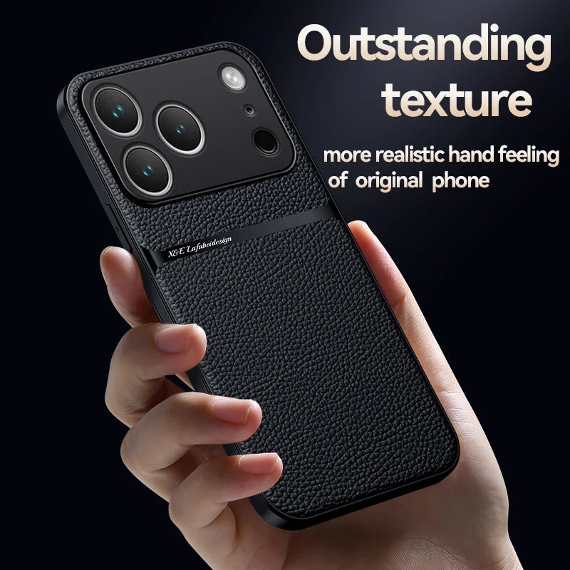Amour Leather Pattern Phone Case for iPhone 11–17 Series, Stylish Protective Back Cover