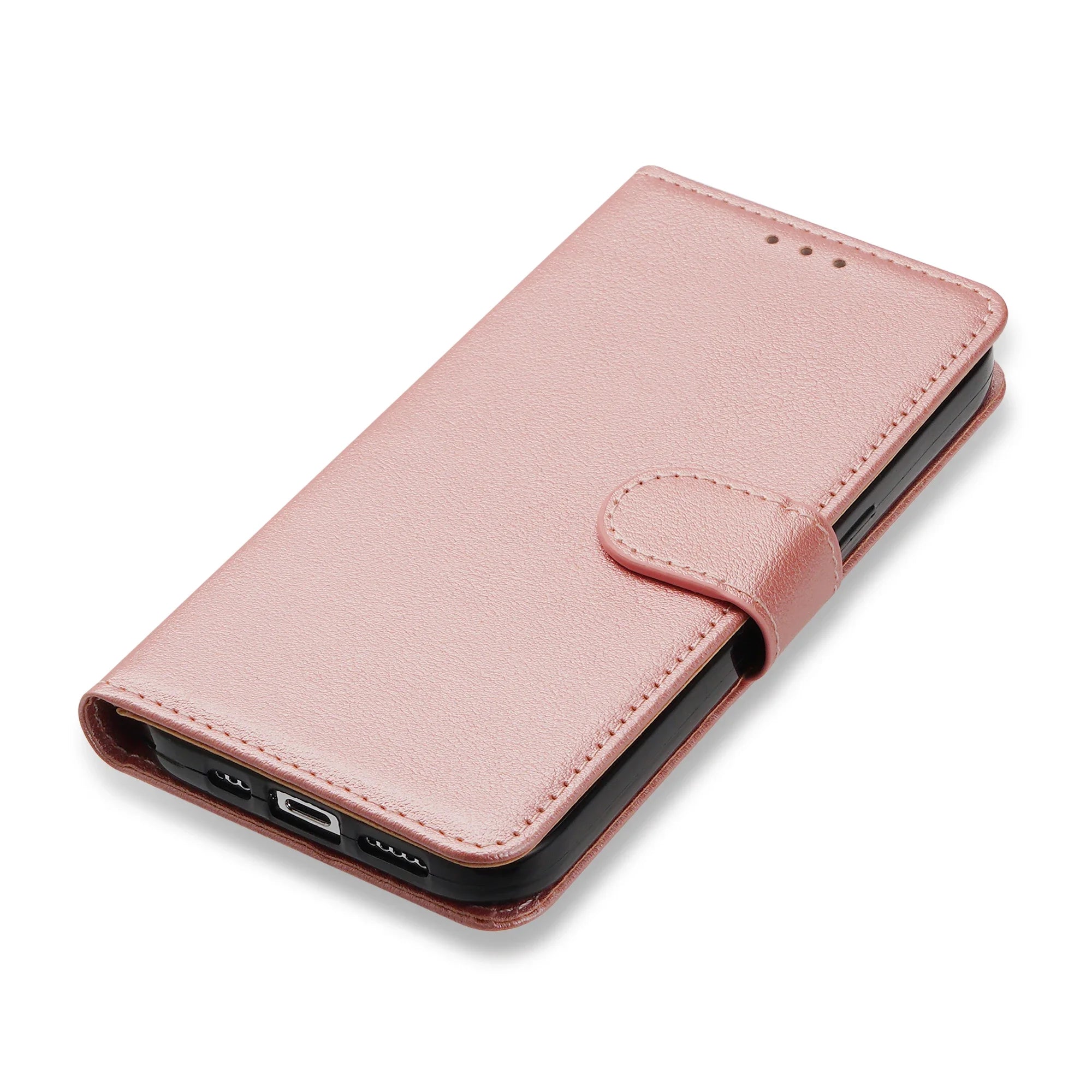 Leather Flip Wallet Stand Case for iPhone 6–15 Series, Protective Cover