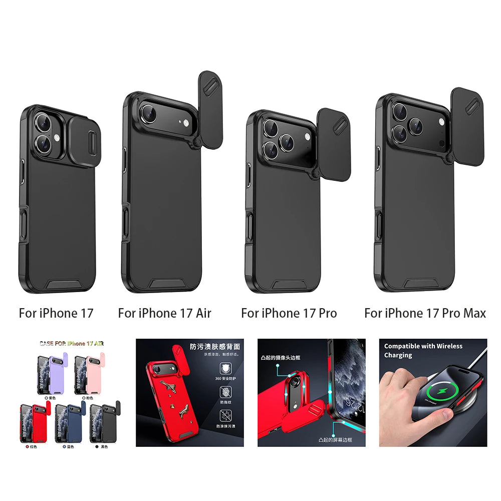 Shockproof Slide Camera Case Compatible with iPhone 11-17 Series – Full Protection Cover