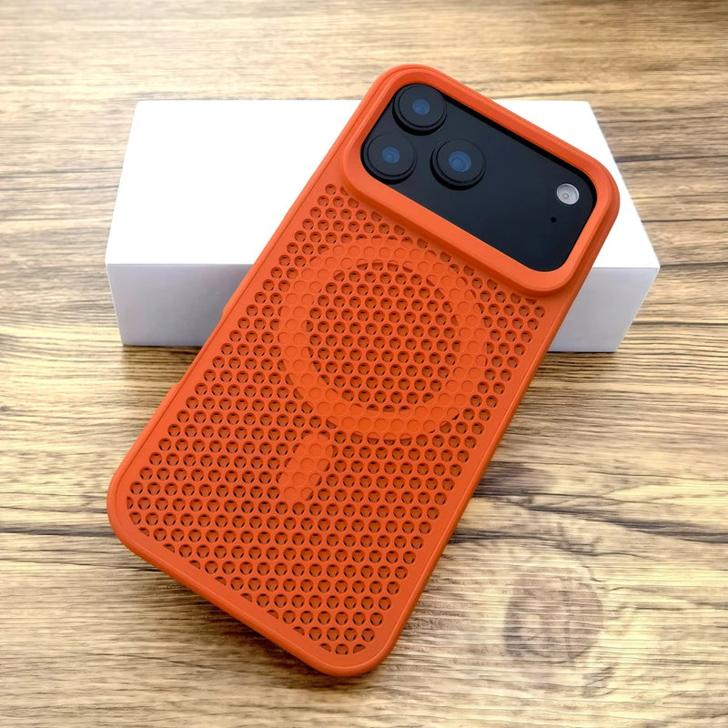 Luxury Heat Dissipation Hard Case for iPhone 12–17 Series, MagSafe Wireless Charging Cover