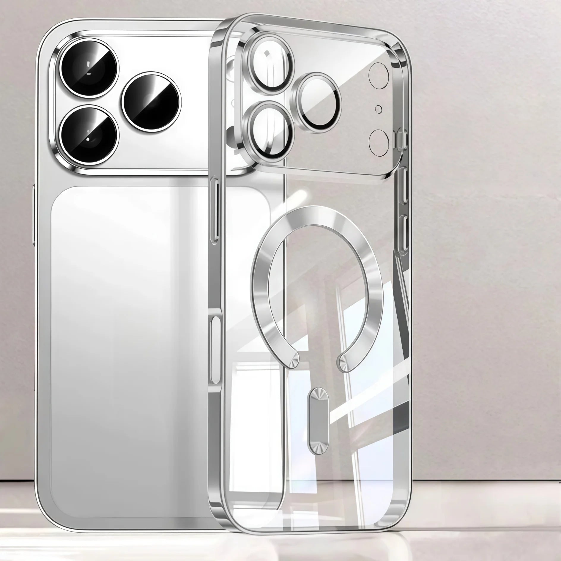 Luxury Clear Plated Magnetic Phone Case for iPhone 17 / 17 Pro / 17 Air / 17 Pro Max – Soft TPU Camera Protection Cover