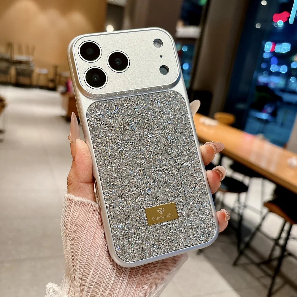 Diamond Studded Sparkling Rhinestone Phone Case for iPhone 13–17 Series, Camera Protection Cover