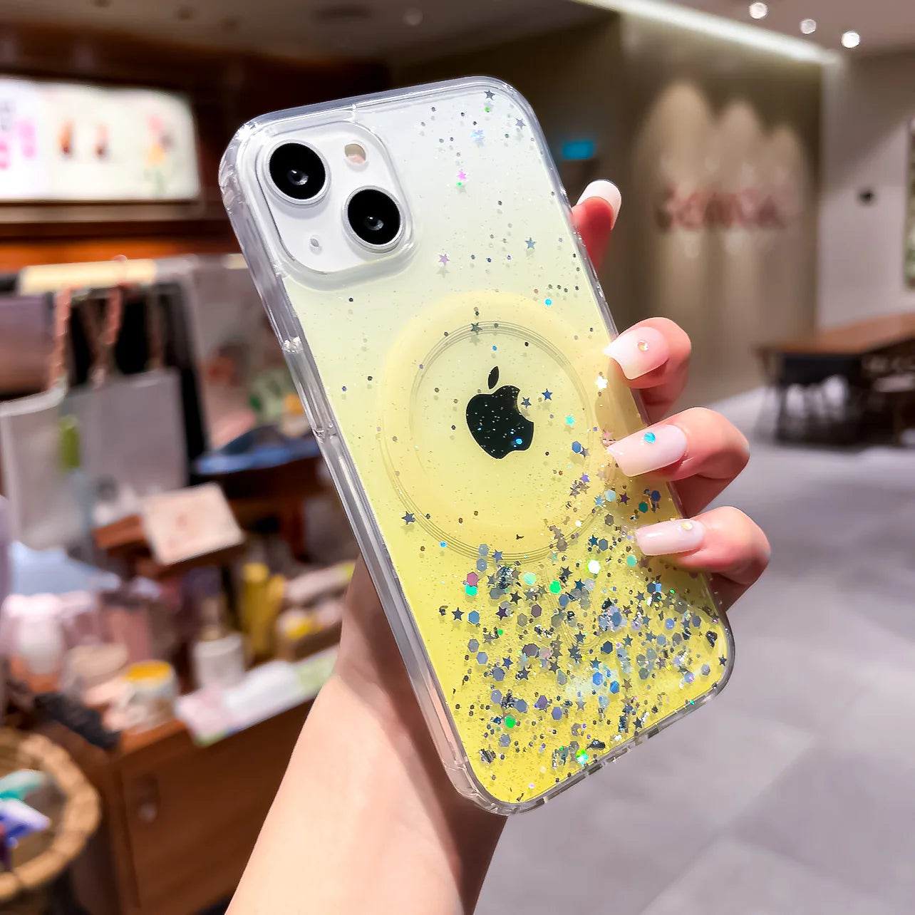 Gradient Glitter Sequins Magnetic Phone Case for iPhone 7–17 Series, MagSafe Compatible Protective Cover