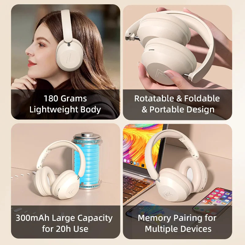 SY-T4 Wireless Bluetooth Headphones – Foldable Rotatable Music & Gaming Headset with Noise Reduction Mic and TF Card Support