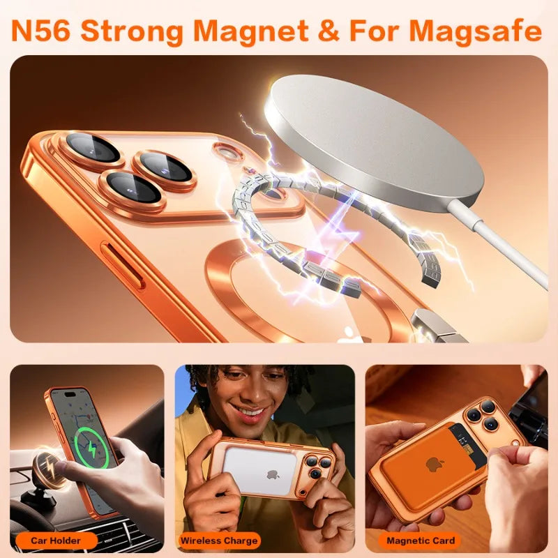 Fashion Magnetic Clear Phone Case for iPhone 11–17 Series – Wireless Charging Soft Protective Cover