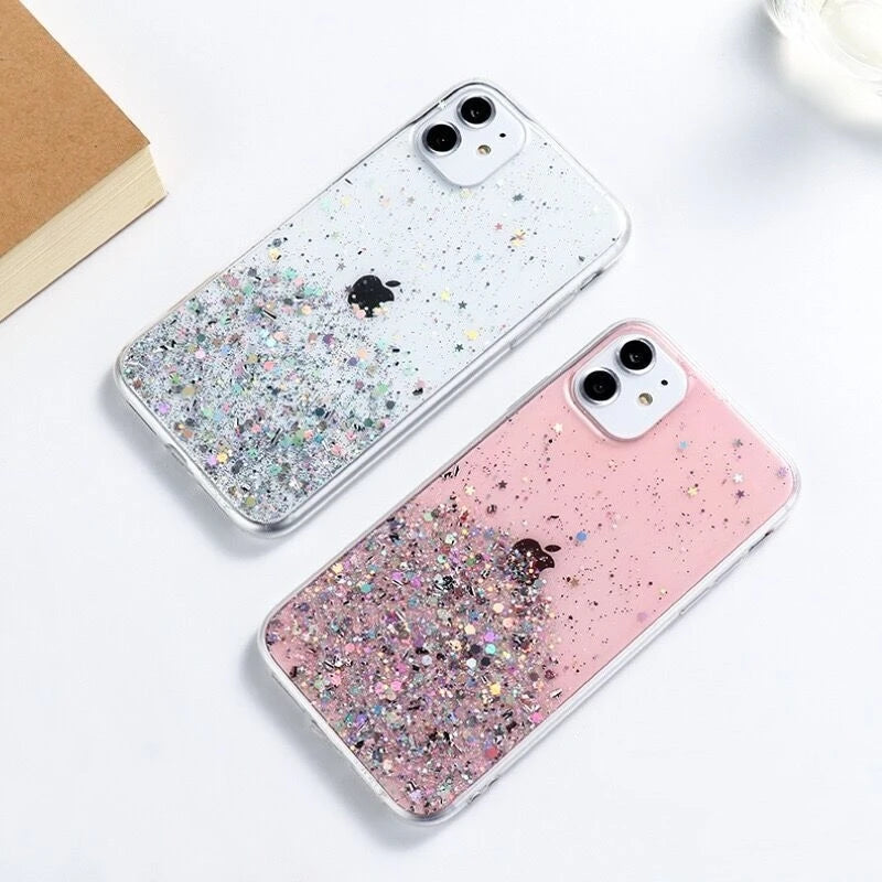Bling Starry Sky Phone Case for iPhone 11–16 Series, Glitter Star Shiny Transparent Protective Cover