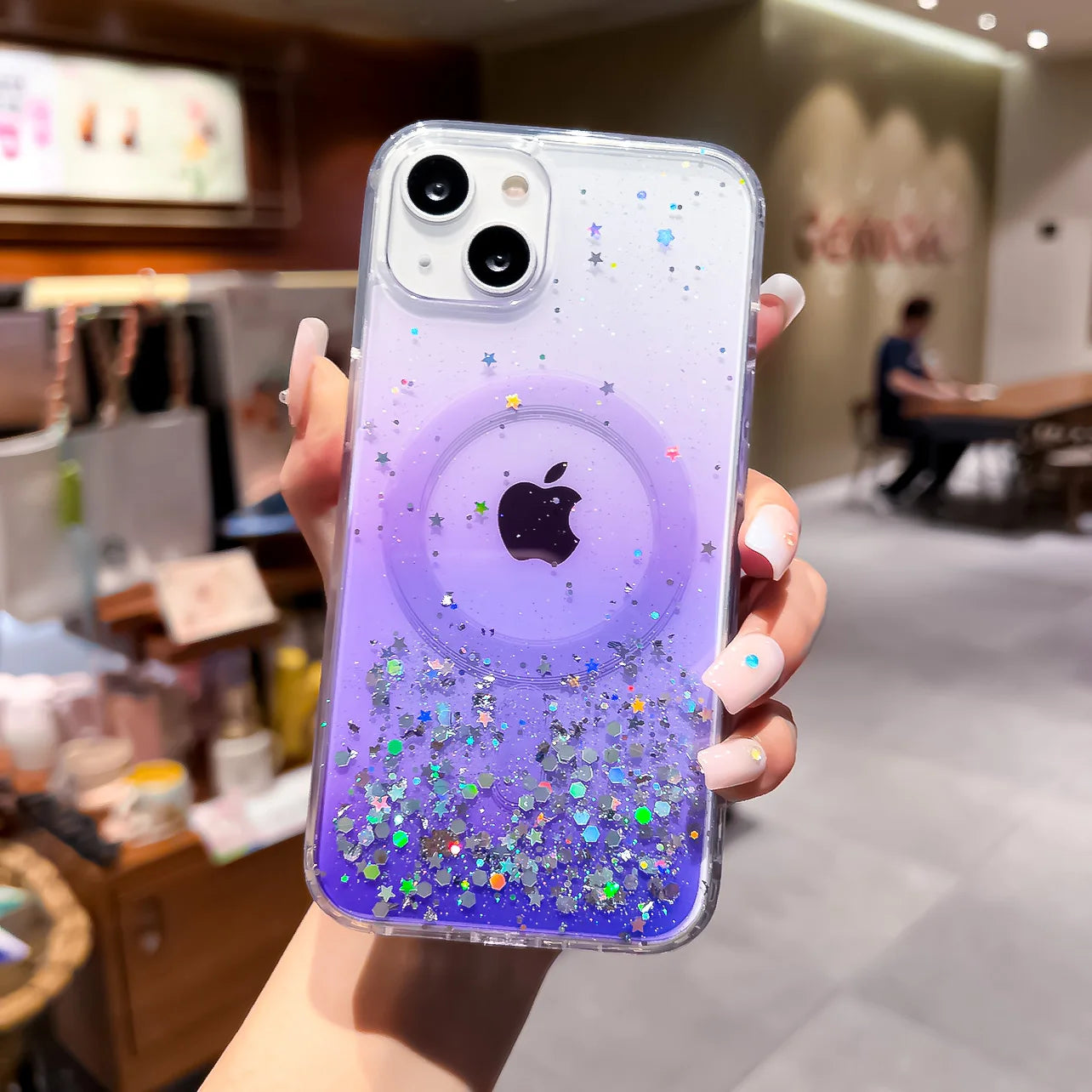 Gradient Glitter Sequins Magnetic Phone Case for iPhone 7–17 Series, MagSafe Compatible Protective Cover
