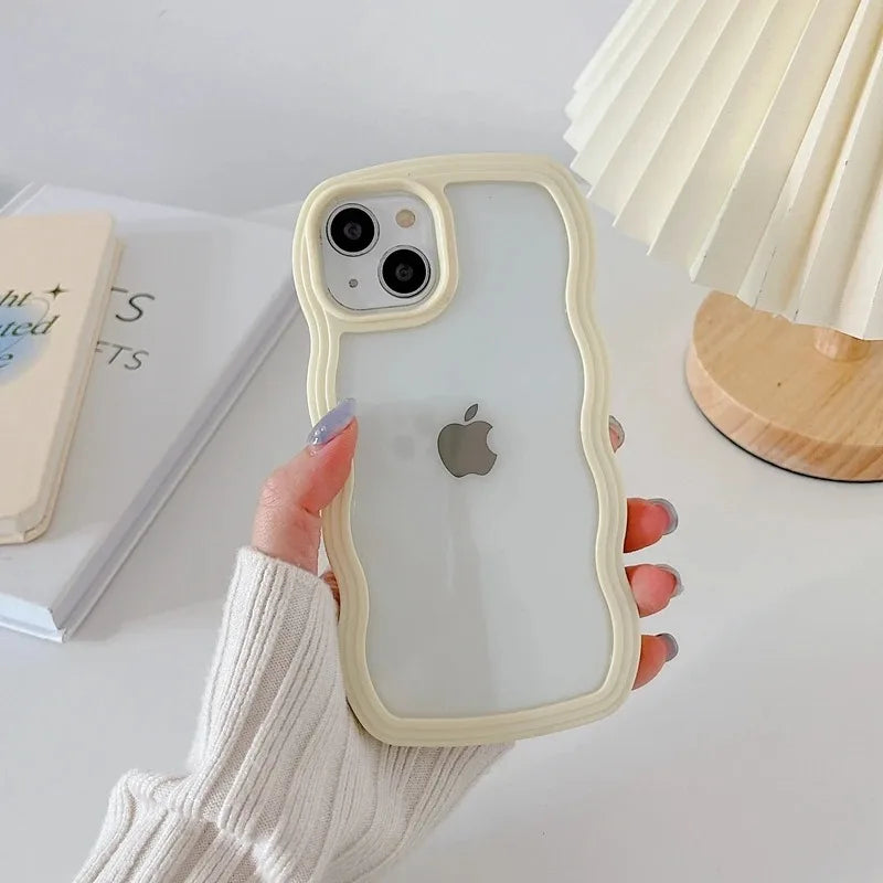 Candy Wavy Lines Bumper Case for iPhone X–17 Series – Shockproof Transparent Protective Cover
