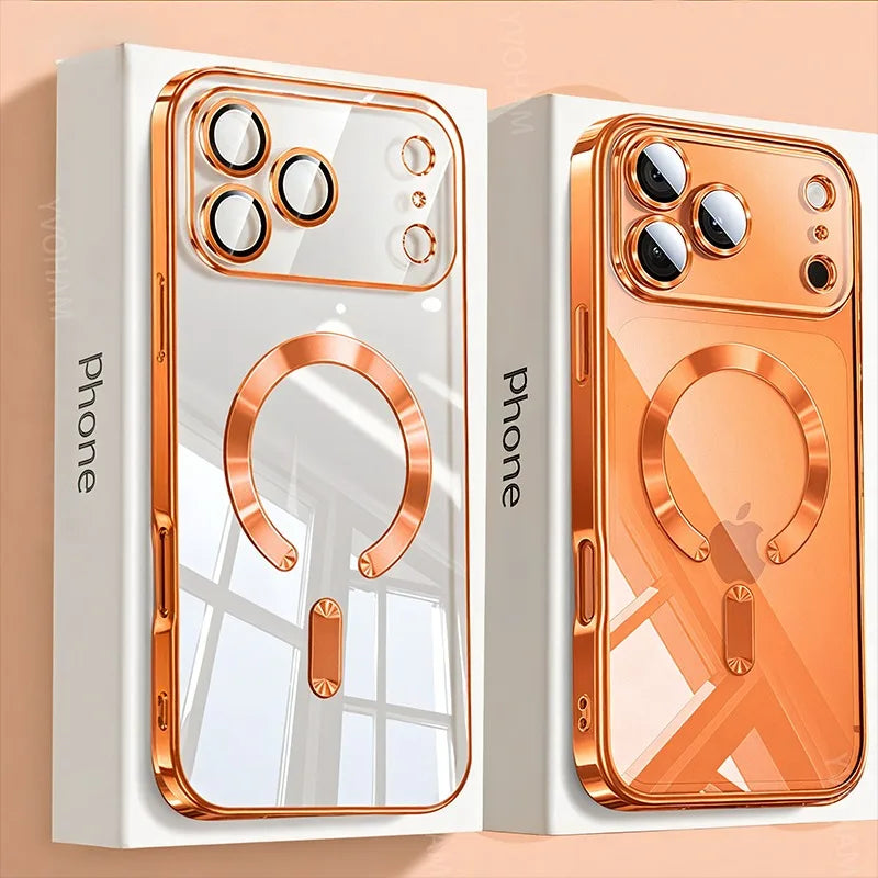 Fashion Magnetic Clear Phone Case for iPhone 11–17 Series – Wireless Charging Soft Protective Cover