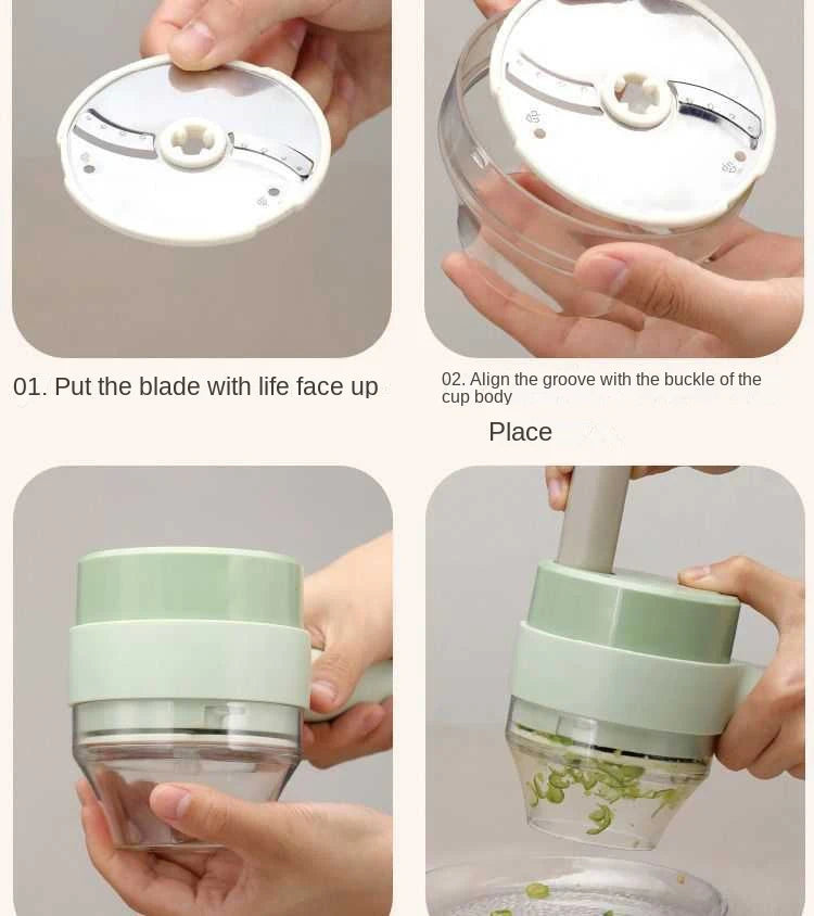 4-in-1 Electric Vegetable Cutter & Food Chopper – USB Rechargeable Kitchen Tool