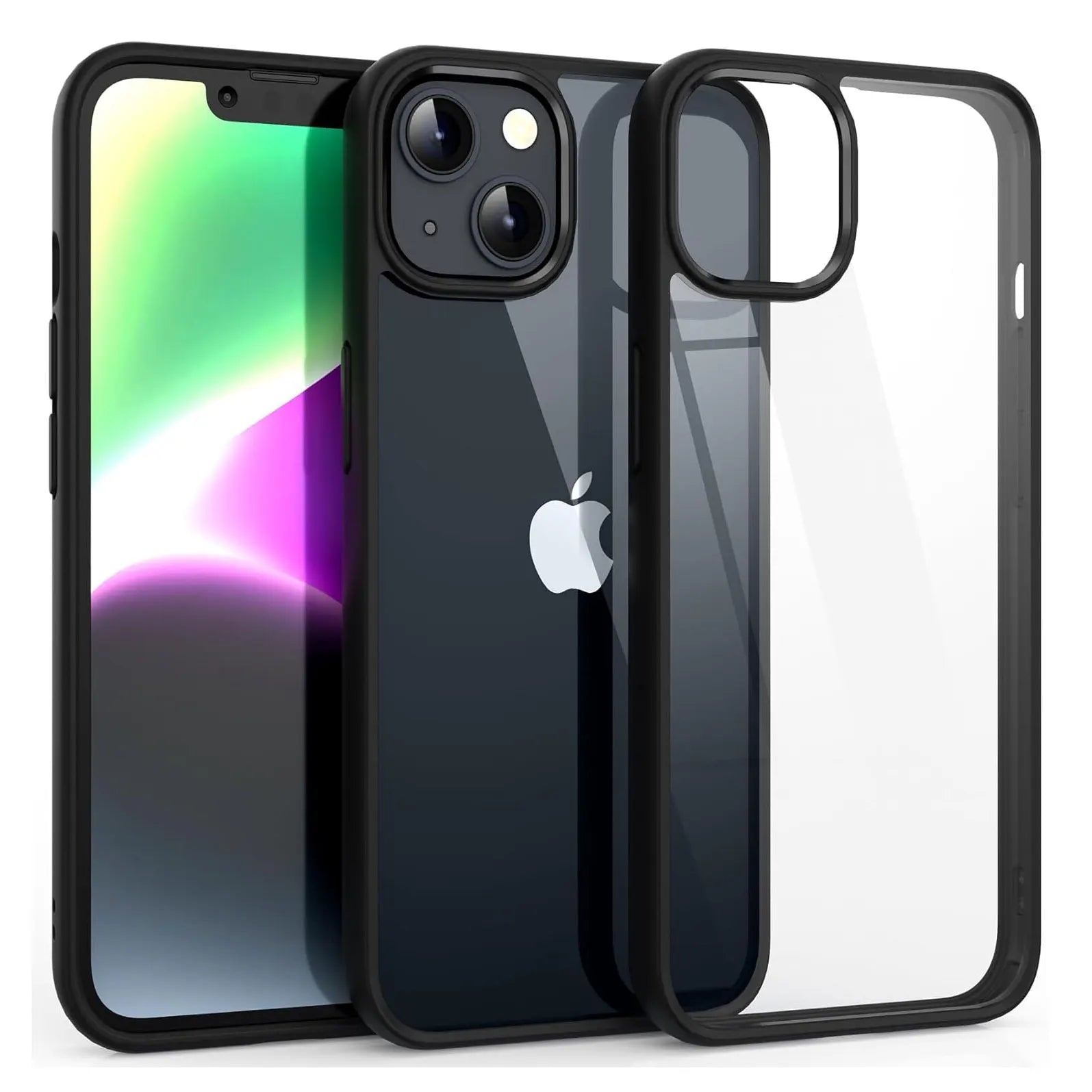 Colour Back Transparent Shockproof Phone Case for iPhone 7–16 Series, Silicone Bumper Protective Cover